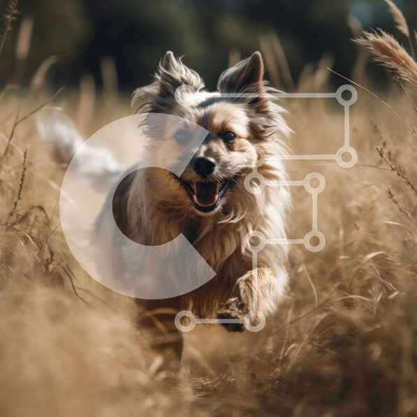 Intra Συλλεκτικό Ξύλινο Παζλ Plywood  4mm - Αξιολάτρευτη εικόνα ενός μικρού σκύλου που κουνάει την ουρά του ενώ τρέχει στο χωράφι Σε Ξύλινο Κουτί - Διαστάσεις: 10x10 cm – 25 κομμάτια