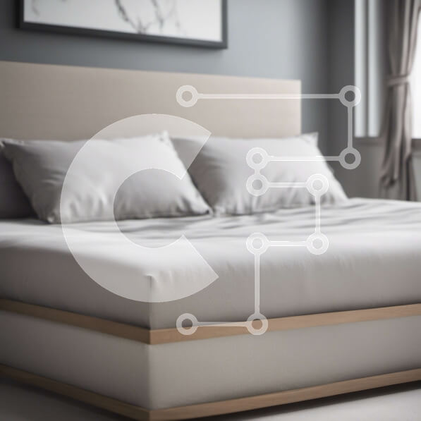 Intra Συλλεκτικό Ξύλινο Παζλ Plywood  4mm - Λευκό κρεβάτι με ξύλινο σκελετό σε γκρι τοίχο Σε Ξύλινο Κουτί - Διαστάσεις Puzzle: 10x10 cm – 25 κομμάτια