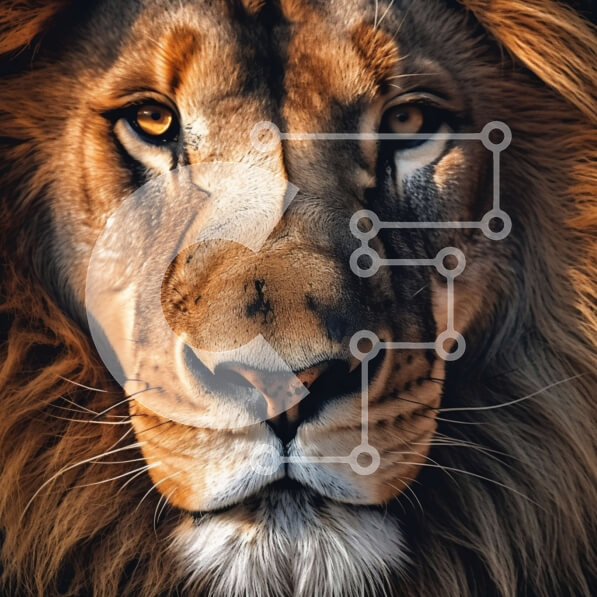 Intra Συλλεκτικό Ξύλινο Παζλ Plywood  4mm - Το Fierce Lion κοιτάζει απευθείας την κάμερα σε κοντινή εικόνα Σε Ξύλινο Κουτί - Διαστάσεις: 10x10 cm – 25 κομμάτια