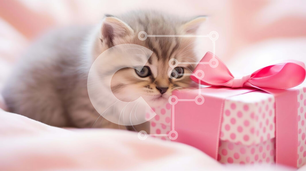 Intra Συλλεκτικό Ξύλινο Παζλ Plywood  4mm - Περίεργο γατάκι με ανοιχτό ροζ κουτί δώρου Σε Ξύλινο Κουτί - Διαστάσεις: 10x10 cm – 25 κομμάτια