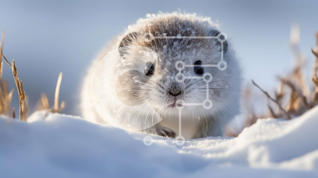 Σετ των 2 Intra Συλλεκτικό Ξύλινο Παζλ Plywood  4mm - Αξιολάτρευτη εικόνα ενός μικρού ζώου στο χιόνι Σε Ξύλινο Κουτί - Διαστάσεις: 10x10 cm – 25 κομμάτια