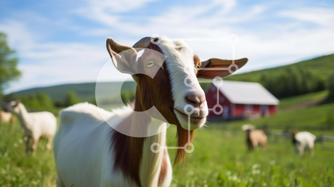 Σετ των 2 Intra Συλλεκτικό Ξύλινο Παζλ Plywood  4mm - Λευκή και καφέ κατσίκα σε ένα χορταριασμένο χωράφι Σε Ξύλινο Κουτί - Διαστάσεις: 10x10 cm – 25 κομμάτια