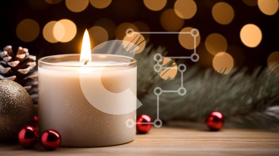 Intra Συλλεκτικό Ξύλινο Παζλ Plywood  4mm - Χριστουγεννιάτικο κερί με κουκουνάρια και στολίδια Σε Ξύλινο Κουτί - Διαστάσεις: 10x10 cm – 25 κομμάτια