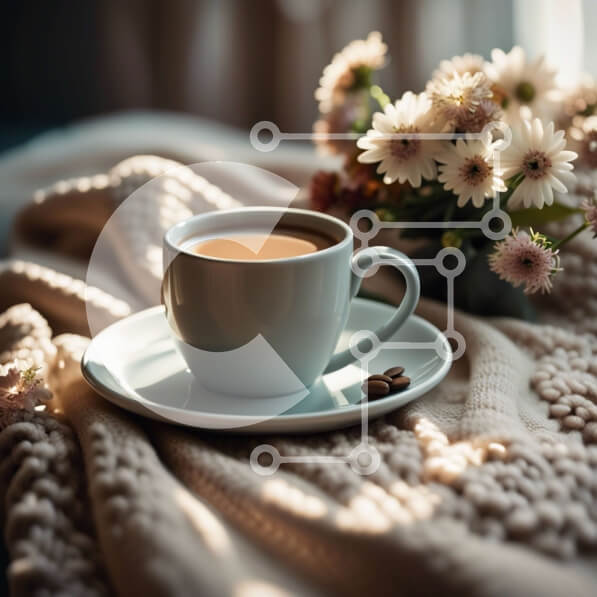 Σετ των 2 Intra Συλλεκτικό Ξύλινο Παζλ Plywood  4mm - Ζεστός και άνετος καφές σε κρεβάτι με λουλουδένιες πινελιές Σε Ξύλινο Κουτί - Διαστάσεις: 10x10 cm – 25 κομμάτια