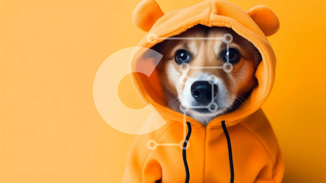 Σετ των 2 Intra Συλλεκτικό Ξύλινο Παζλ Plywood  4mm - Χαριτωμένος σκύλος με πορτοκαλί φούτερ με αρκουδάκι αυτιά Σε Ξύλινο Κουτί - Διαστάσεις: 10x10 cm – 25 κομμάτια