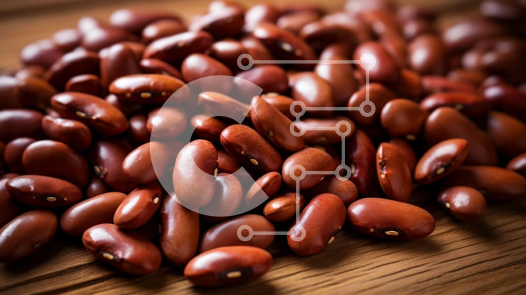 Σετ των 2 Intra Συλλεκτικό Ξύλινο Παζλ Plywood  4mm - Σωρός από κόκκινα φασόλια σε ξύλινη επιφάνεια Σε Ξύλινο Κουτί - Διαστάσεις: 10x10 cm – 25 κομμάτια