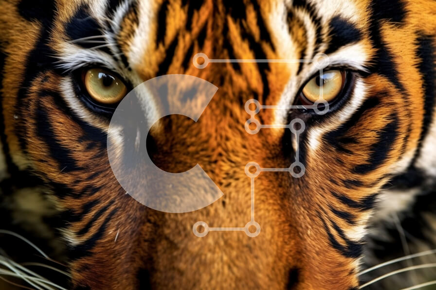 Σετ των 2 Intra Συλλεκτικό Ξύλινο Παζλ Plywood  4mm - Έντονο κοντινό πλάνο της άγριας έκφρασης μιας τίγρης Σε Ξύλινο Κουτί - Διαστάσεις: 10x10 cm – 25 κομμάτια