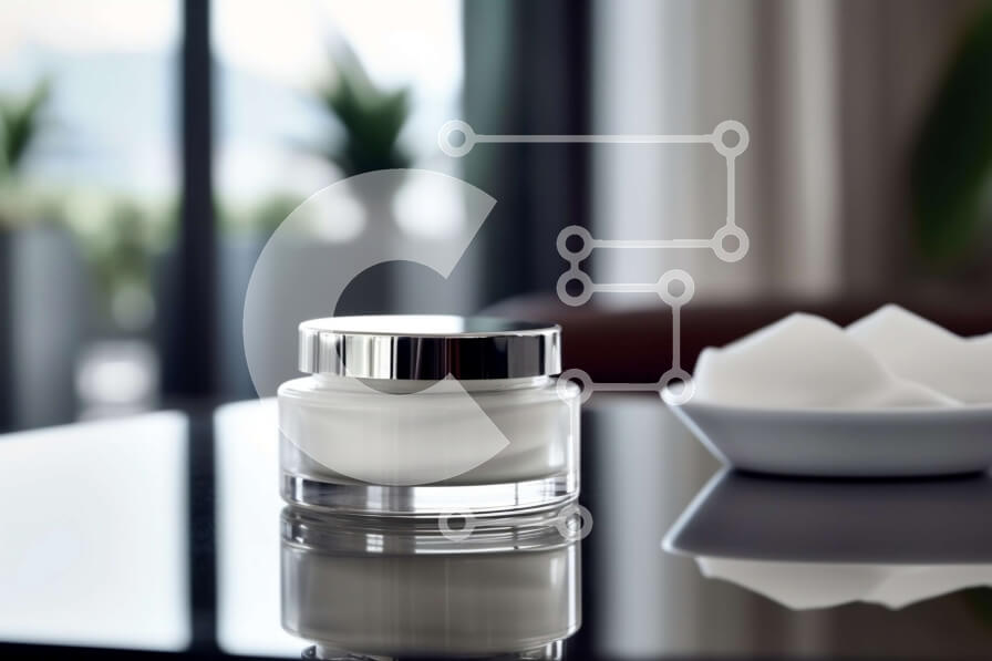 Intra Συλλεκτικό Ξύλινο Παζλ Plywood  4mm - Όμορφη εικόνα από διαφανές γυάλινο βάζο με λοσιόν σε μαύρο τραπέζι με θέα στην πόλη Σε Ξύλινο Κουτί - Διαστάσεις Puzzle: 10x10 cm – 25 κομμάτια