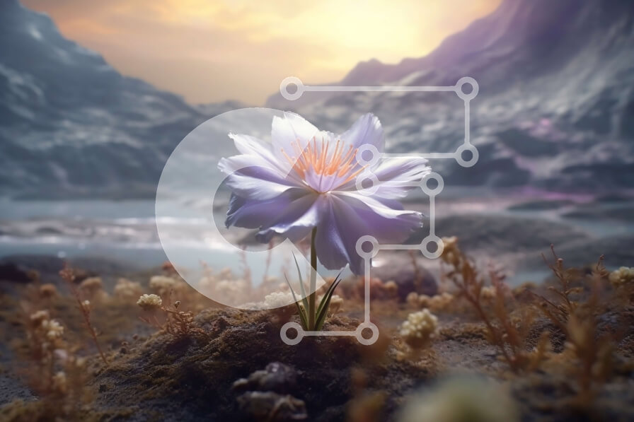 Intra Συλλεκτικό Ξύλινο Παζλ Plywood  4mm - Όμορφη εικόνα ενός ενιαίου λευκού λουλουδιού σε ένα έρημο τοπίο Σε Ξύλινο Κουτί - Διαστάσεις: 10x10 cm – 25 κομμάτια