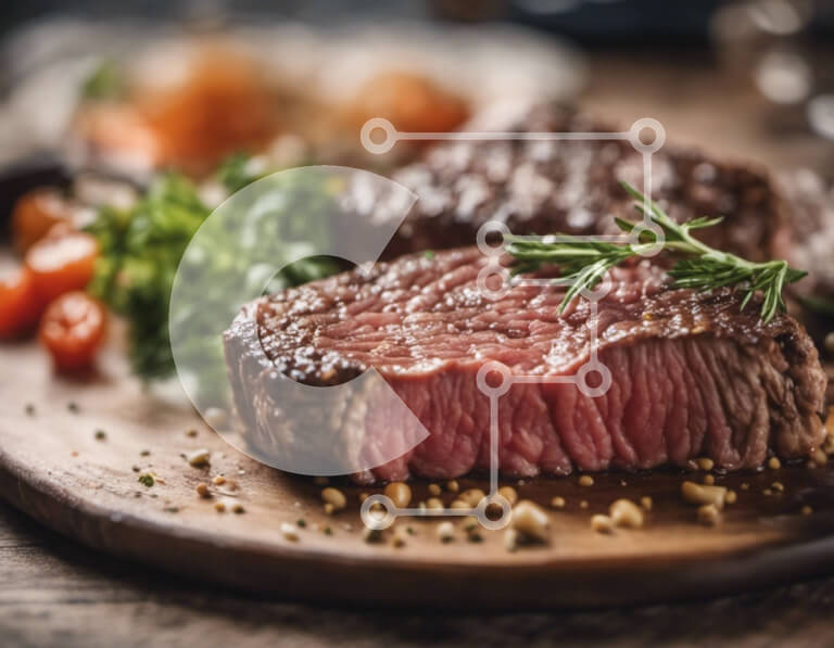 Σετ των 2 Intra Συλλεκτικό Ξύλινο Παζλ Plywood  4mm - Νόστιμη μοσχαρίσια μπριζόλα με λαχανικά και βότανα Σε Ξύλινο Κουτί - Διαστάσεις: 10x10 cm – 25 κομμάτια