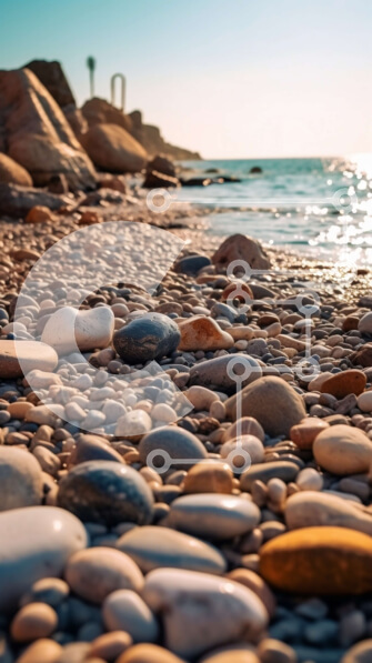 Intra Συλλεκτικό Ξύλινο Παζλ Plywood  4mm - Όμορφη εικόνα μιας βραχώδης παραλίας στο ηλιοβασίλεμα με κύματα και βότσαλα Σε Ξύλινο Κουτί - Διαστάσεις Puzzle: 10x10 cm – 25 κομμάτια