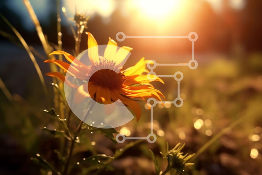 Intra Συλλεκτικό Ξύλινο Παζλ Plywood  4mm - Πανέμορφη κινηματογράφηση σε πρώτο πλάνο ενός κίτρινου λουλουδιού με σταγόνες δροσιάς στο φως του ήλιου Σε Ξύλινο Κουτί - Διαστάσεις: 10x10 cm – 25 κομμάτια