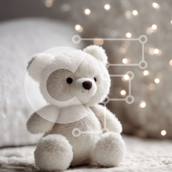 Intra Συλλεκτικό Ξύλινο Παζλ Plywood  4mm - Λευκό αρκουδάκι στο κρεβάτι με καρδιά Σε Ξύλινο Κουτί - Διαστάσεις Puzzle: 10x10 cm – 25 κομμάτια