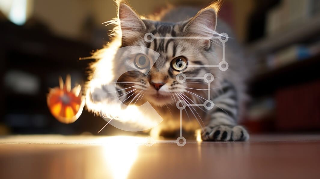 Σετ των 2 Intra Συλλεκτικό Ξύλινο Παζλ Plywood  4mm - Αφράτη γάτα που περπατά στο ξύλινο πάτωμα με το φως του ήλιου Σε Ξύλινο Κουτί - Διαστάσεις: 10x10 cm – 25 κομμάτια