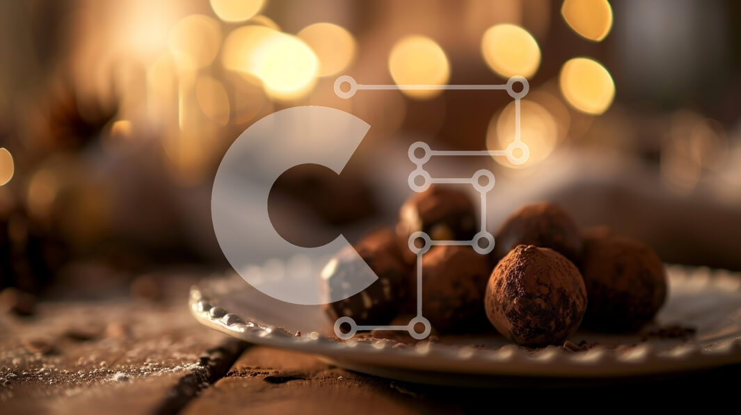 Σετ των 2 Intra Συλλεκτικό Ξύλινο Παζλ Plywood  4mm - Νόστιμες μπάλες σοκολάτας σε ένα λευκό πιάτο Σε Ξύλινο Κουτί - Διαστάσεις: 10x10 cm – 25 κομμάτια