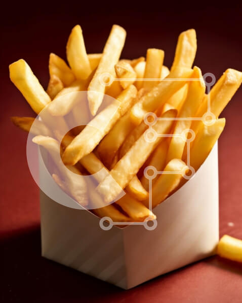 Σετ των 2 Intra Συλλεκτικό Ξύλινο Παζλ Plywood  4mm - Κοντινή εικόνα με τηγανιτές πατάτες σε χάρτινο δοχείο | Νόστιμο Φαγητό Φωτογραφία Σε Ξύλινο Κουτί - Διαστάσεις: 10x10 cm – 25 κομμάτια