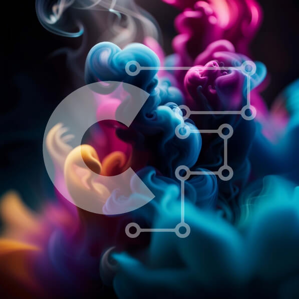 Intra Συλλεκτικό Ξύλινο Παζλ Plywood  4mm - Ζωντανή εικόνα του πολύχρωμου καπνού στροβιλισμού σε μαύρο φόντο Σε Ξύλινο Κουτί - Διαστάσεις Puzzle: 10x10 cm – 25 κομμάτια