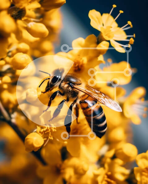 Intra Συλλεκτικό Ξύλινο Παζλ Plywood  4mm - Μέλισσα στα κίτρινα λουλούδια Σε Ξύλινο Κουτί - Διαστάσεις: 10x10 cm – 25 κομμάτια