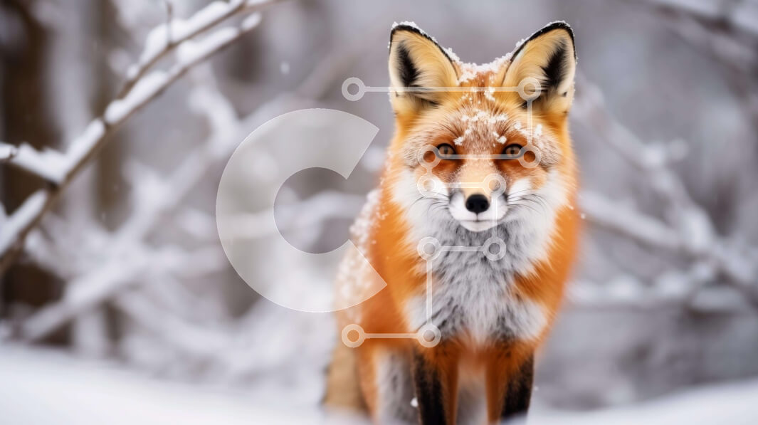 Intra Συλλεκτικό Ξύλινο Παζλ Plywood  4mm - Κόκκινη αλεπού στο χιόνι Σε Ξύλινο Κουτί - Διαστάσεις: 10x10 cm – 25 κομμάτια