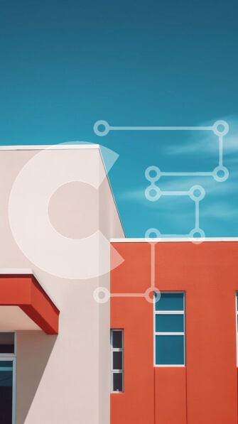 Intra Συλλεκτικό Ξύλινο Παζλ Plywood  4mm - Κόκκινο και άσπρο κτήριο με επίπεδη στέγη και λευκό φράχτη Σε Ξύλινο Κουτί - Διαστάσεις Puzzle: 10x10 cm – 25 κομμάτια