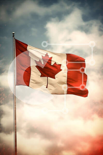 Intra Συλλεκτικό Ξύλινο Παζλ Plywood  4mm - Κόκκινη και λευκή καναδική σημαία που κυματίζει στον άνεμο ενάντια στον καθαρό μπλε ουρανό Σε Ξύλινο Κουτί - Διαστάσεις Puzzle: 10x10 cm – 25 κομμάτια