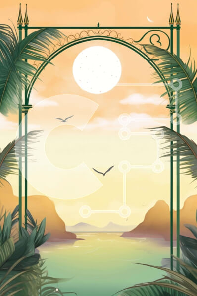 Σετ των 2 Intra Συλλεκτικό Ξύλινο Παζλ Plywood  4mm - Τροπική αψίδα με φοίνικες και πουλιά Σε Ξύλινο Κουτί - Διαστάσεις: 10x10 cm – 25 κομμάτια