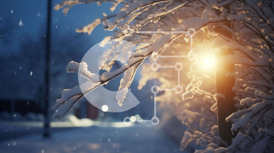 Intra Συλλεκτικό Ξύλινο Παζλ Plywood  4mm - Χειμερινή σκηνή: Χιονισμένο κλαδί δέντρου και φωτισμένο φως του δρόμου Σε Ξύλινο Κουτί - Διαστάσεις: 10x10 cm – 25 κομμάτια