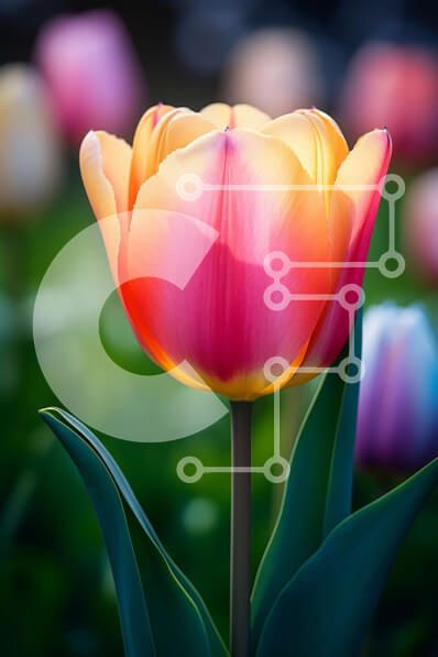 Σετ των 2 Intra Συλλεκτικό Ξύλινο Παζλ Plywood  4mm - Κοντινό πλάνο ενός ζωντανού λουλουδιού τουλίπας Σε Ξύλινο Κουτί - Διαστάσεις: 10x10 cm – 25 κομμάτια