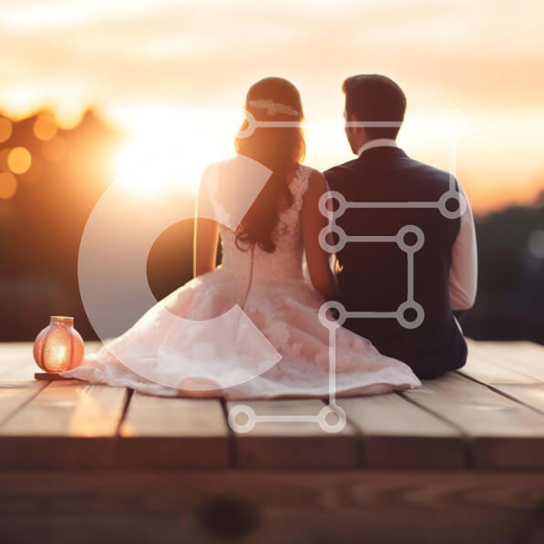 Intra Συλλεκτικό Ξύλινο Παζλ Plywood  4mm - Νεόνυμφο ζευγάρι στο κατάστρωμα στο ηλιοβασίλεμα Σε Ξύλινο Κουτί - Διαστάσεις: 10x10 cm – 25 κομμάτια