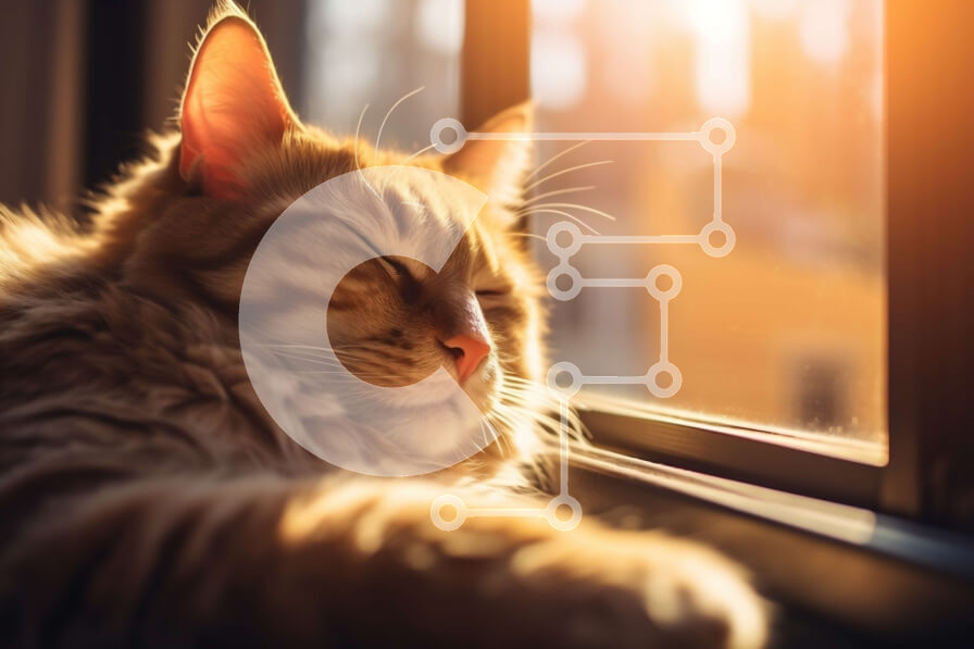 Σετ των 2 Intra Συλλεκτικό Ξύλινο Παζλ Plywood  4mm - Αξιολάτρευτη εικόνα μιας γάτας που κοιμάται με το φως του ήλιου να μπαίνει μέσα Σε Ξύλινο Κουτί - Διαστάσεις: 10x10 cm – 25 κομμάτια