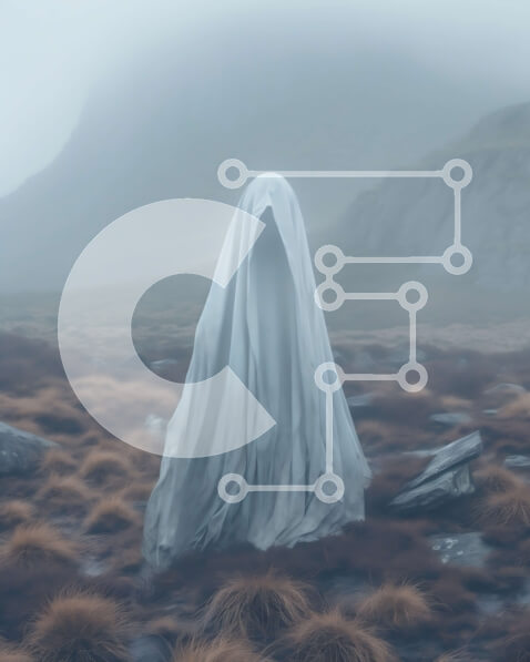 Intra Συλλεκτικό Ξύλινο Παζλ Plywood  4mm - Απόκοσμη εικόνα μιας απόκοσμης φιγούρας σε ένα βραχώδες τοπίο Σε Ξύλινο Κουτί - Διαστάσεις: 10x10 cm – 25 κομμάτια