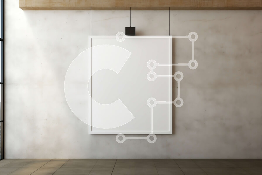 Intra Συλλεκτικό Ξύλινο Παζλ Plywood  4mm - Κενός λευκός καμβάς που κρέμεται σε δωμάτιο από σκυρόδεμα με μεγάλα παράθυρα Σε Ξύλινο Κουτί - Διαστάσεις Puzzle: 10x10 cm – 25 κομμάτια