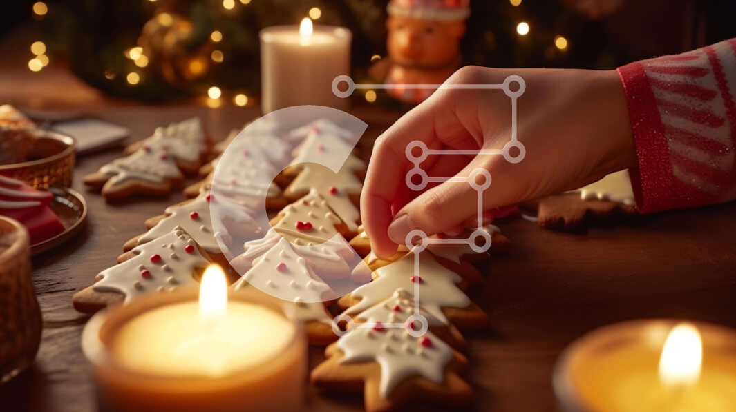 Intra Συλλεκτικό Ξύλινο Παζλ Plywood  4mm - Εορταστικός στολισμός μπισκότων Σε Ξύλινο Κουτί - Διαστάσεις Puzzle: 10x10 cm – 25 κομμάτια