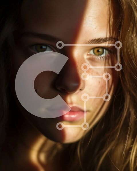 Intra Συλλεκτικό Ξύλινο Παζλ Plywood  4mm - Φυσική ομορφιά μιας νεαρής γυναίκας με μακριά καστανά μαλλιά και πράσινα μάτια Σε Ξύλινο Κουτί - Διαστάσεις Puzzle: 10x10 cm – 25 κομμάτια