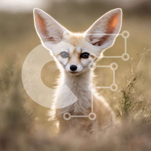 Intra Συλλεκτικό Ξύλινο Παζλ Plywood  4mm - Χαριτωμένη αλεπού Fennec σε ένα χωράφι με ψηλό γρασίδι Σε Ξύλινο Κουτί - Διαστάσεις: 10x10 cm – 25 κομμάτια