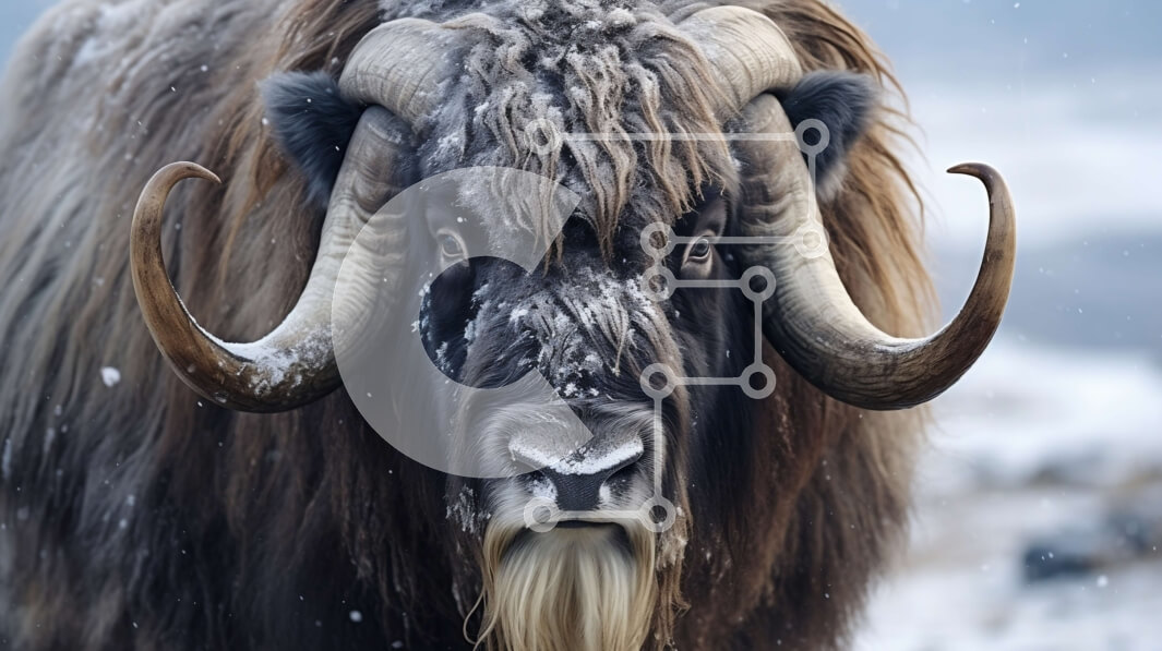 Σετ των 2 Intra Συλλεκτικό Ξύλινο Παζλ Plywood  4mm - Όμορφη εικόνα ενός Yak στο χιόνι Σε Ξύλινο Κουτί - Διαστάσεις: 10x10 cm – 25 κομμάτια