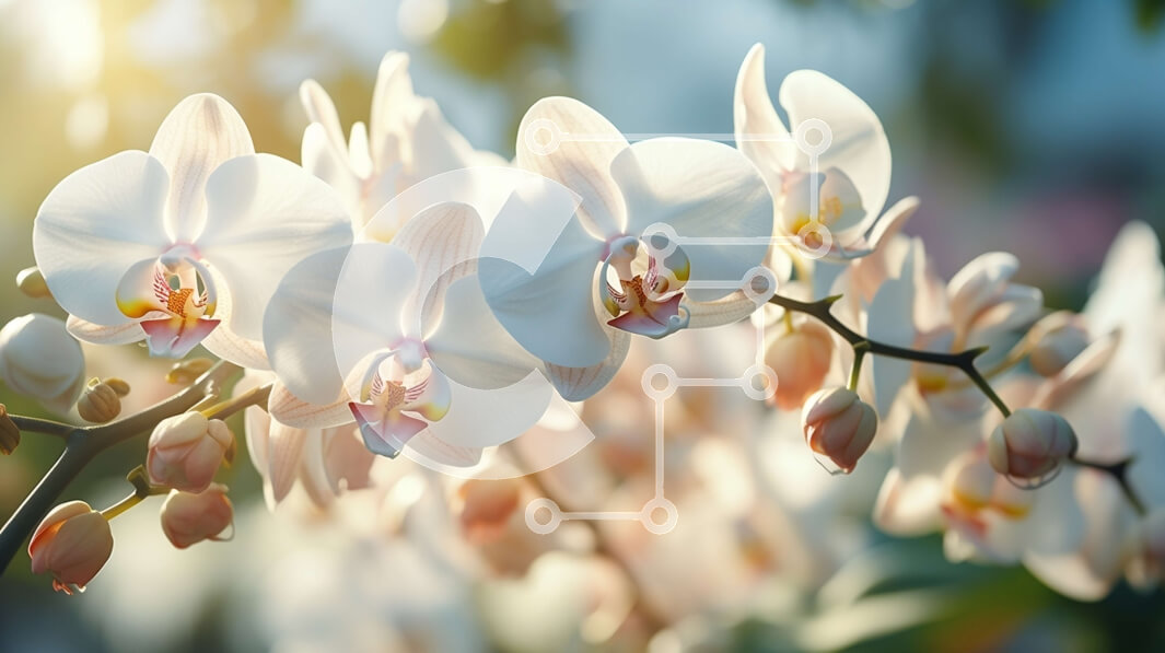 Intra Συλλεκτικό Ξύλινο Παζλ Plywood  4mm - Λευκή ορχιδέα σε πλήρη άνθιση με πράσινα φύλλα Σε Ξύλινο Κουτί - Διαστάσεις: 10x10 cm – 25 κομμάτια