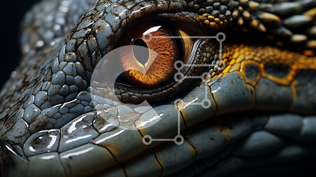 Σετ των 2 Intra Συλλεκτικό Ξύλινο Παζλ Plywood  4mm - Εκπληκτική κοντινή πλάνο του ματιού μιας σαύρας με ζωηρά χρώματα Σε Ξύλινο Κουτί - Διαστάσεις: 10x10 cm – 25 κομμάτια