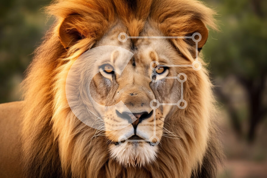 Σετ των 2 Intra Συλλεκτικό Ξύλινο Παζλ Plywood  4mm - Εκπληκτική κοντινή λήψη του προσώπου ενός λιονταριού με έντονη έκφραση Σε Ξύλινο Κουτί - Διαστάσεις: 10x10 cm – 25 κομμάτια