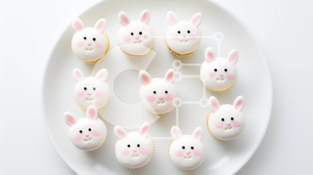 Intra Συλλεκτικό Ξύλινο Παζλ Plywood  4mm - Cupcakes με λαγουδάκι σε ένα πιάτο με θέμα το Πάσχα Σε Ξύλινο Κουτί - Διαστάσεις: 10x10 cm – 25 κομμάτια