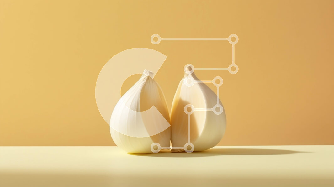 Σετ των 2 Intra Συλλεκτικό Ξύλινο Παζλ Plywood  4mm - Δύο μισά λευκά κρεμμύδια σε κίτρινη επιφάνεια Σε Ξύλινο Κουτί - Διαστάσεις: 10x10 cm – 25 κομμάτια