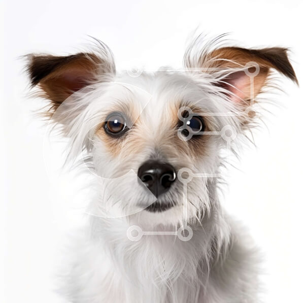 Intra Συλλεκτικό Ξύλινο Παζλ Plywood  4mm - Περίεργος και χαρούμενος λευκός σκύλος με καφέ μπαλώματα Σε Ξύλινο Κουτί - Διαστάσεις: 10x10 cm – 25 κομμάτια