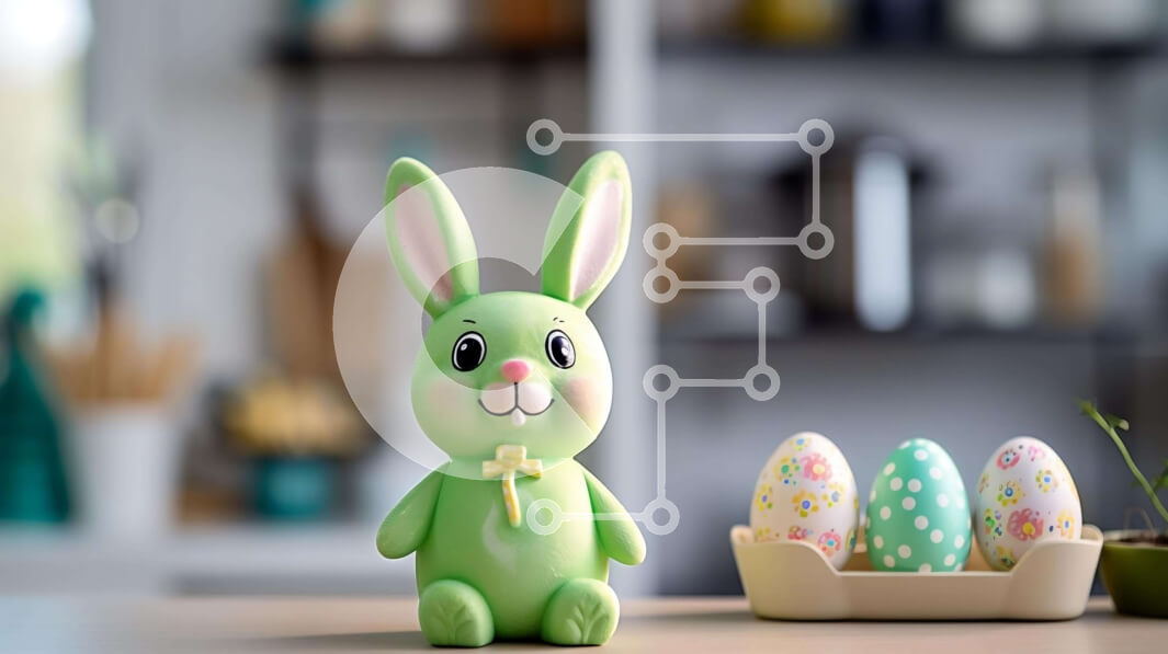 Intra Συλλεκτικό Ξύλινο Παζλ Plywood  4mm - Πασχαλινό ειδώλιο λαγουδάκι και δίσκος αυγών Σε Ξύλινο Κουτί - Διαστάσεις Puzzle: 10x10 cm – 25 κομμάτια