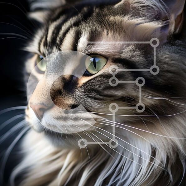 Intra Συλλεκτικό Ξύλινο Παζλ Plywood  4mm - Σαγηνευτική κοντινή πλάνο του προσώπου μιας γάτας με πράσινα μάτια Σε Ξύλινο Κουτί - Διαστάσεις: 10x10 cm – 25 κομμάτια