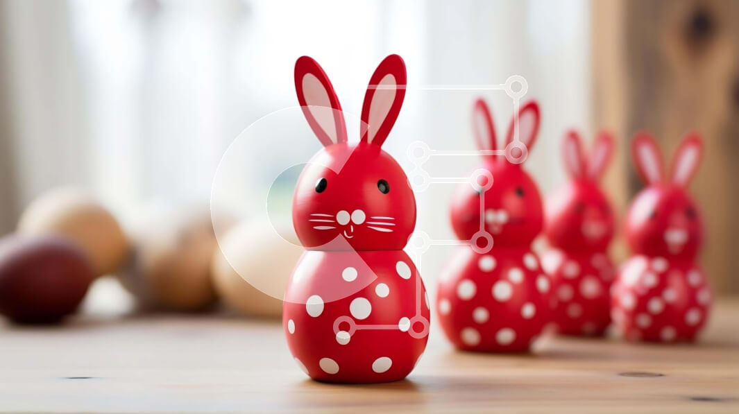 Intra Συλλεκτικό Ξύλινο Παζλ Plywood  4mm - Ειδώλια και αυγά λαγουδάκι του Πάσχα Σε Ξύλινο Κουτί - Διαστάσεις Puzzle: 10x10 cm – 25 κομμάτια