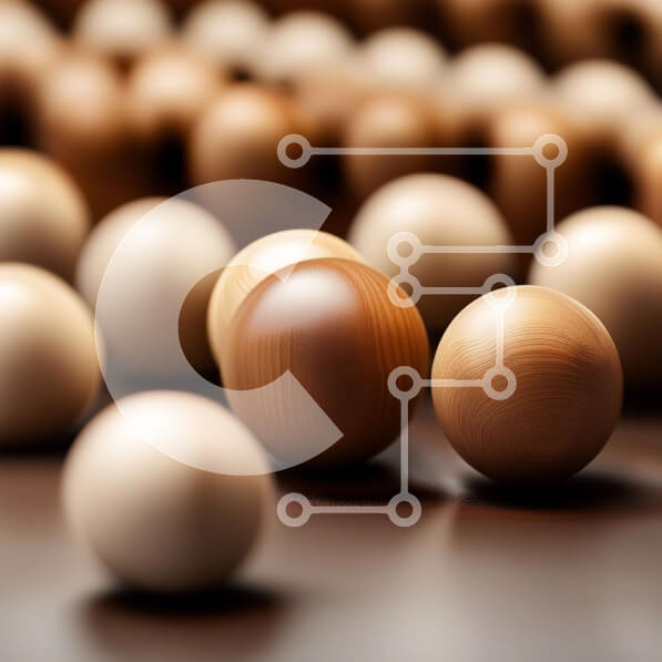 Intra Συλλεκτικό Ξύλινο Παζλ Plywood  4mm - Ξύλινες μπάλες σε κύκλο σε σκοτεινή επιφάνεια Σε Ξύλινο Κουτί - Διαστάσεις: 10x10 cm – 25 κομμάτια