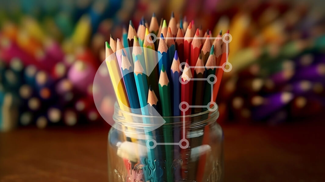 Intra Συλλεκτικό Ξύλινο Παζλ Plywood  4mm - Πολύχρωμα μολύβια σε βάζο Mason σε ξύλινο τραπέζι Σε Ξύλινο Κουτί - Διαστάσεις: 10x10 cm – 25 κομμάτια