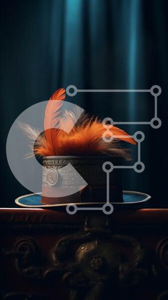 Intra Συλλεκτικό Ξύλινο Παζλ Plywood  4mm - Κομψό καφέ καπέλο με πορτοκαλί φτερό στην οθόνη Σε Ξύλινο Κουτί - Διαστάσεις: 10x10 cm – 25 κομμάτια