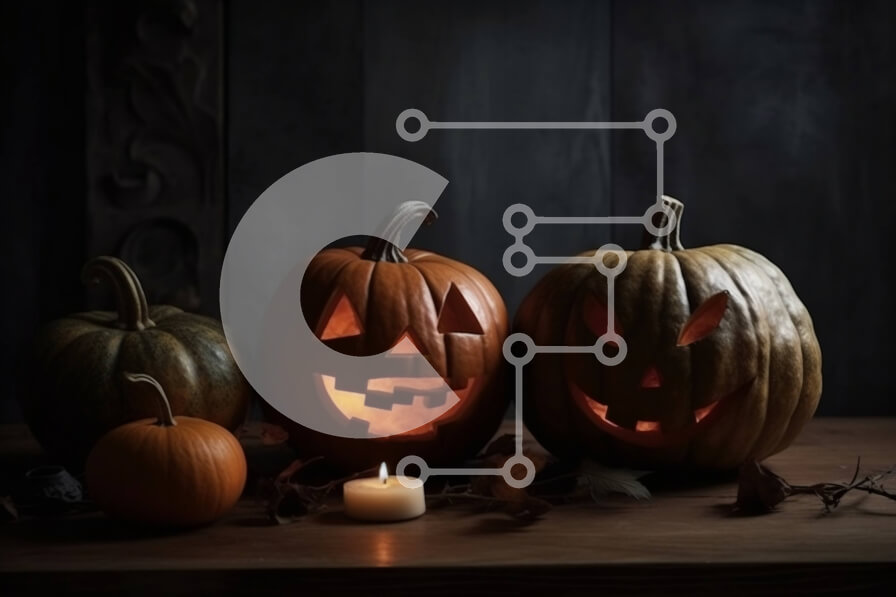 Intra Συλλεκτικό Ξύλινο Παζλ Plywood  4mm - Τρομακτικά γλυπτά κολοκύθας σε ξύλινο τραπέζι Σε Ξύλινο Κουτί - Διαστάσεις Puzzle: 10x10 cm – 25 κομμάτια