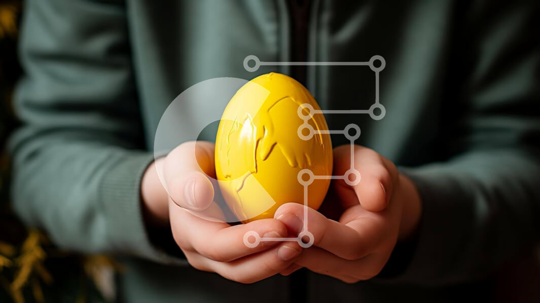 Intra Συλλεκτικό Ξύλινο Παζλ Plywood  4mm - Άτομο που κρατά ένα κίτρινο αυγό Σε Ξύλινο Κουτί - Διαστάσεις: 10x10 cm – 25 κομμάτια